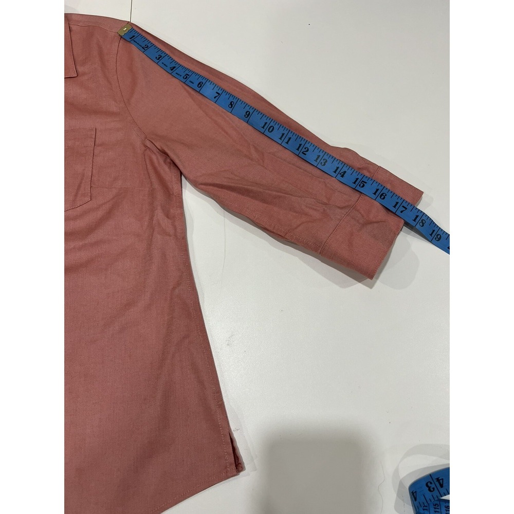 Chico's Red? Oxford 3/4 Sleeve No-Iron Cotton Blouse Hidden Placket Size 0 (4) - Picture 7 of 13